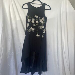 GB Girls- Gianni Bini Girls Sleeveless Black Floral Embroidered High-Low Sz 14